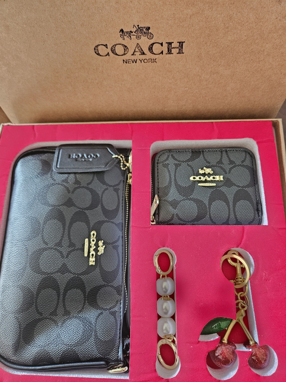 Coach Black Signature Canvas Wallet & Card Case Set